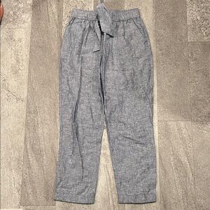 Women’s Zara blue linen pants with tie front